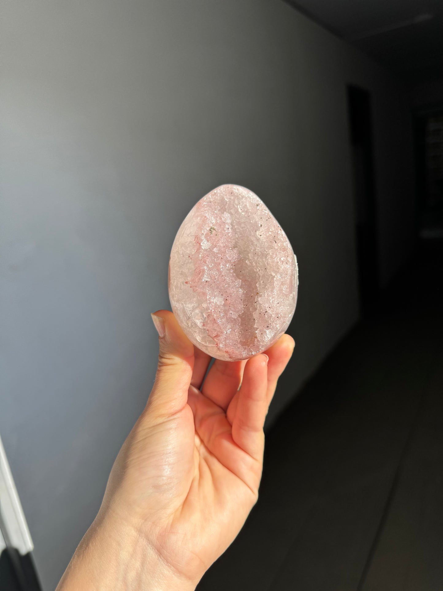 Pink quartz egg