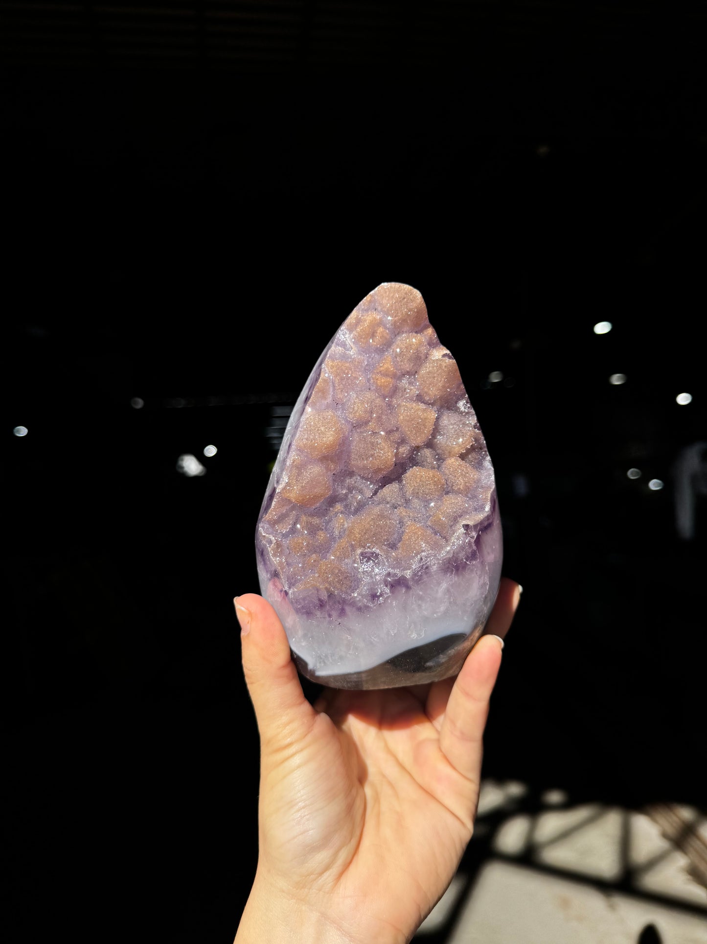 Golden amethyst rainbow piece