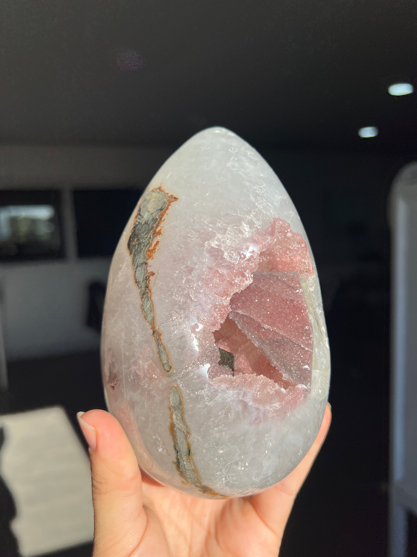 Big pink quartz egg
