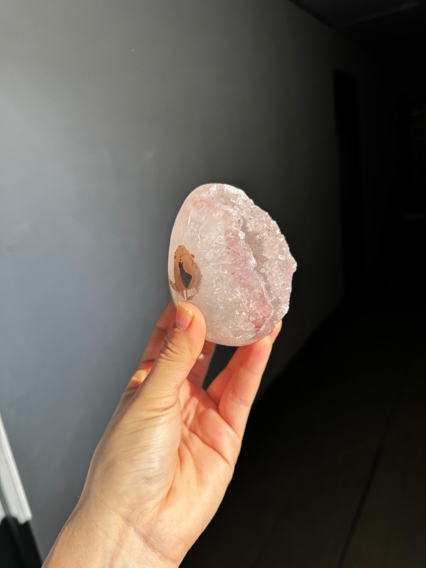 Pink quartz egg