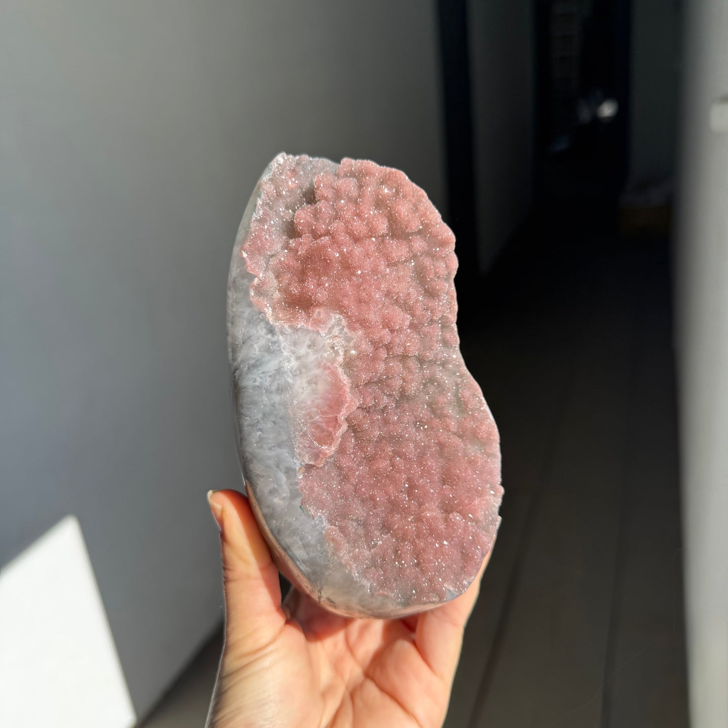Pink quartz rainbow piece