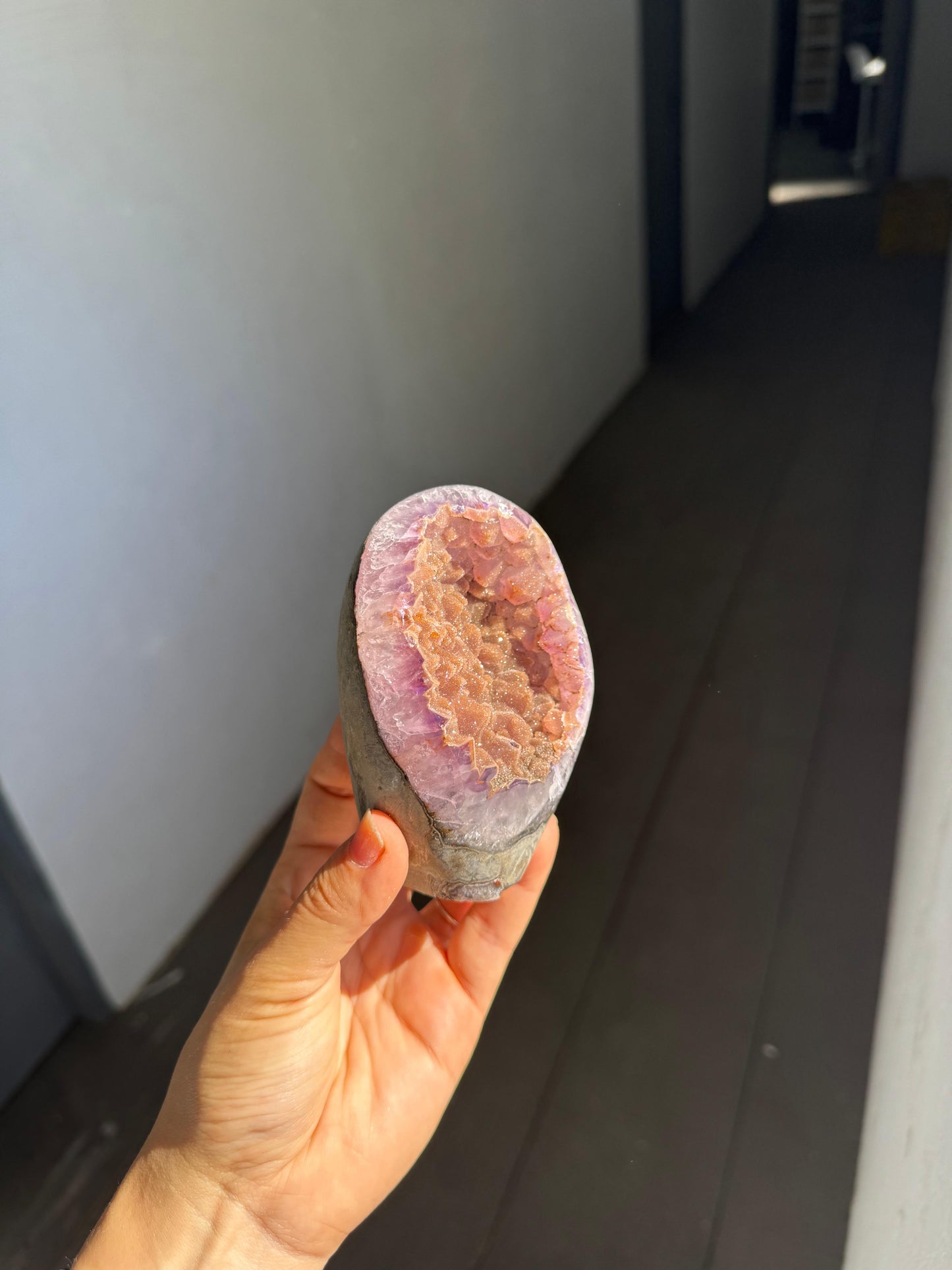 Sugar Orange rainbow amethyst cut base