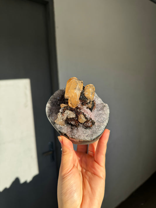 Special black goethite calcite specimen
