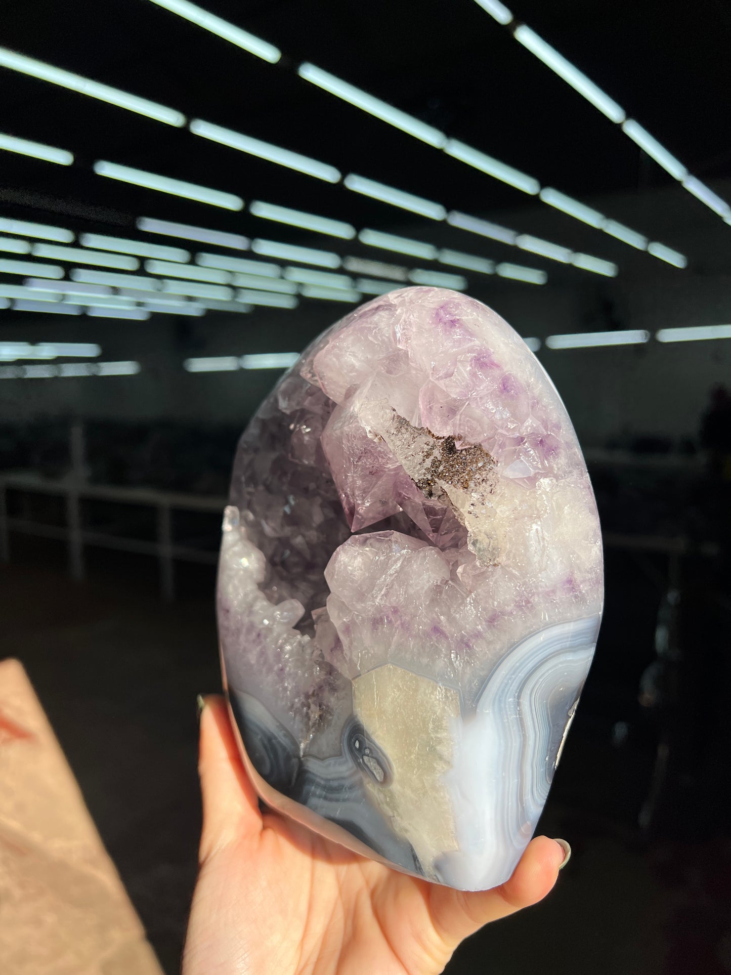Blue agate specimen amethyst
