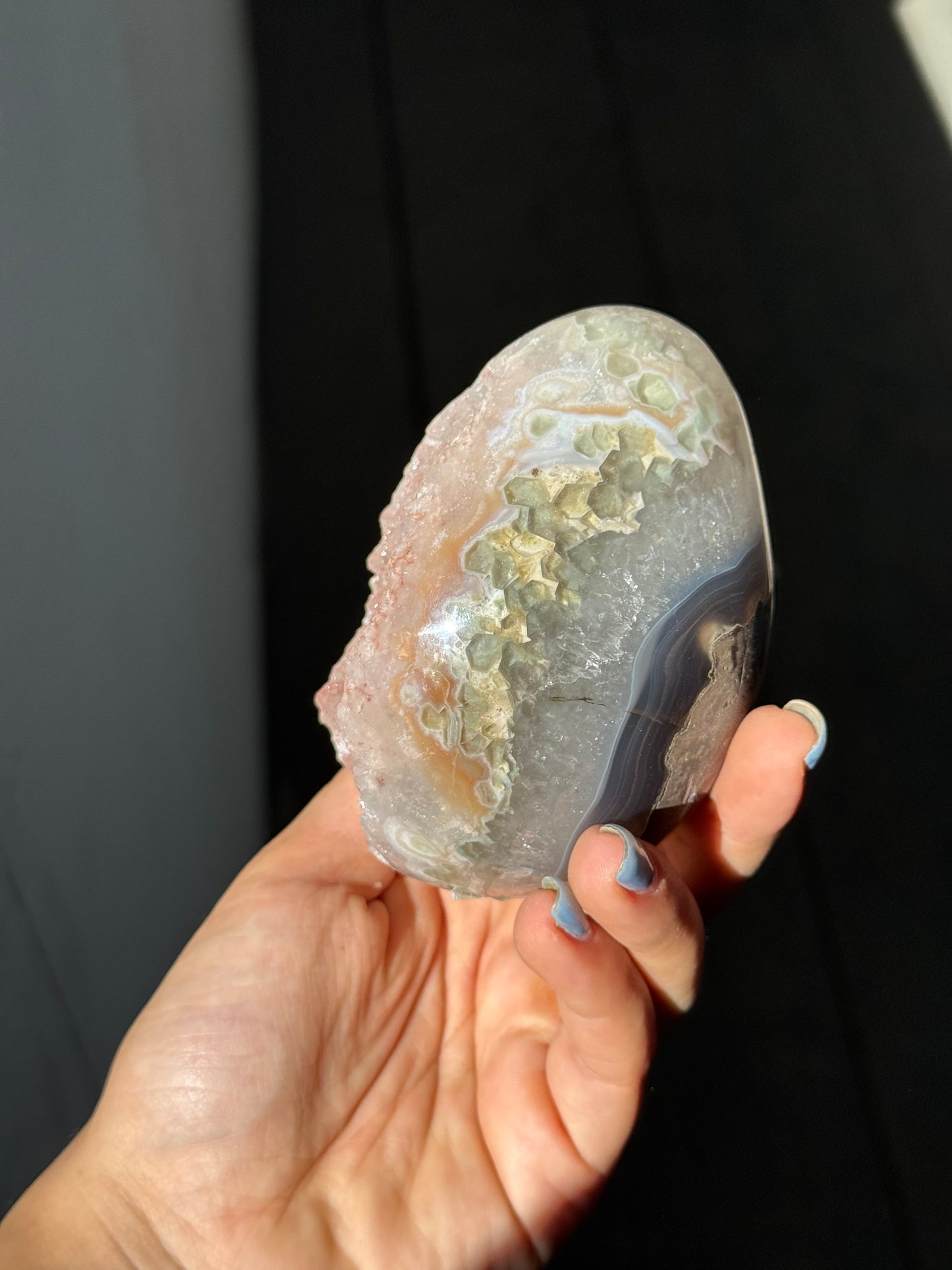 Mini Salmon quartz egg