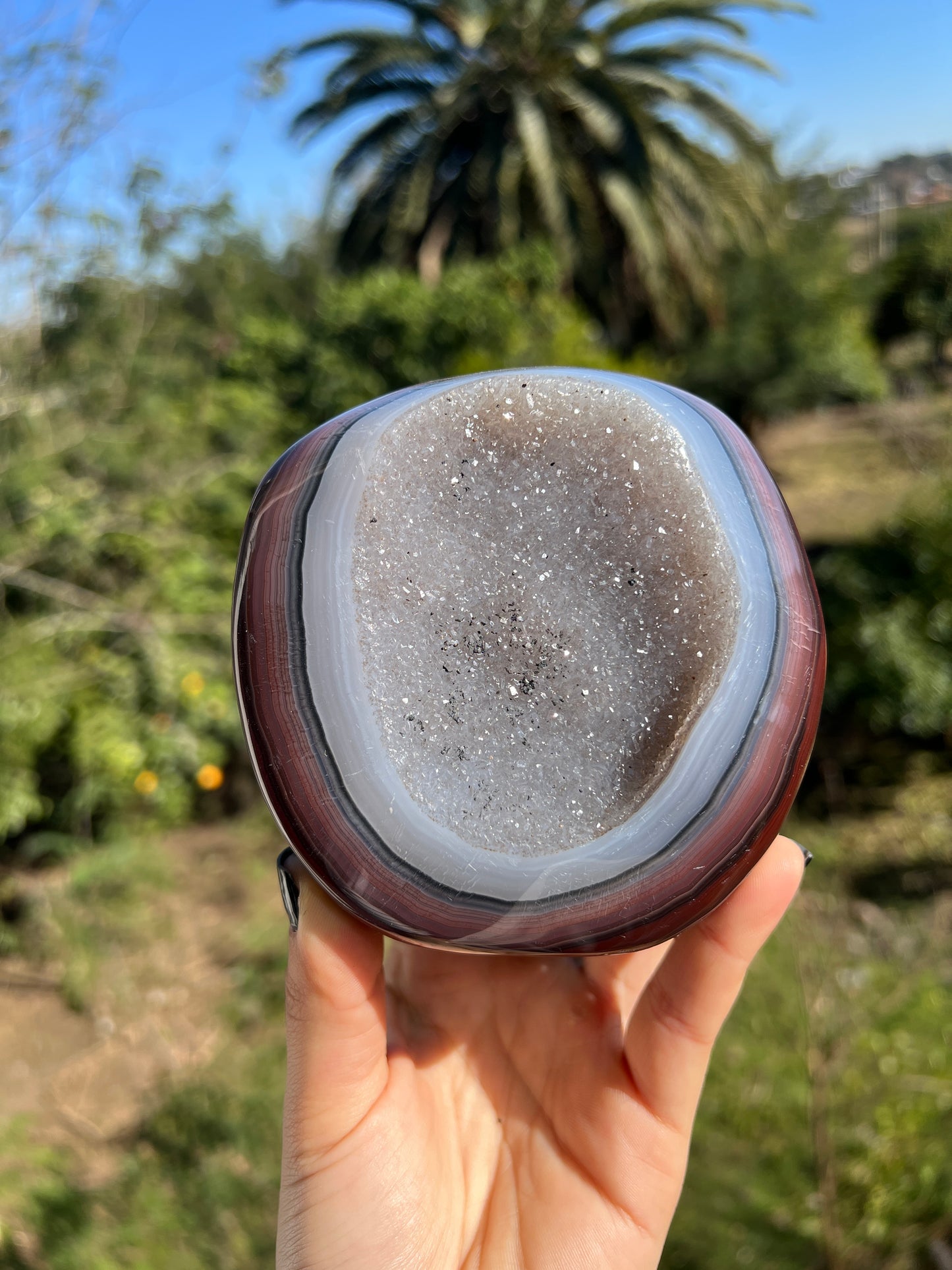 Blue banded agate cut base