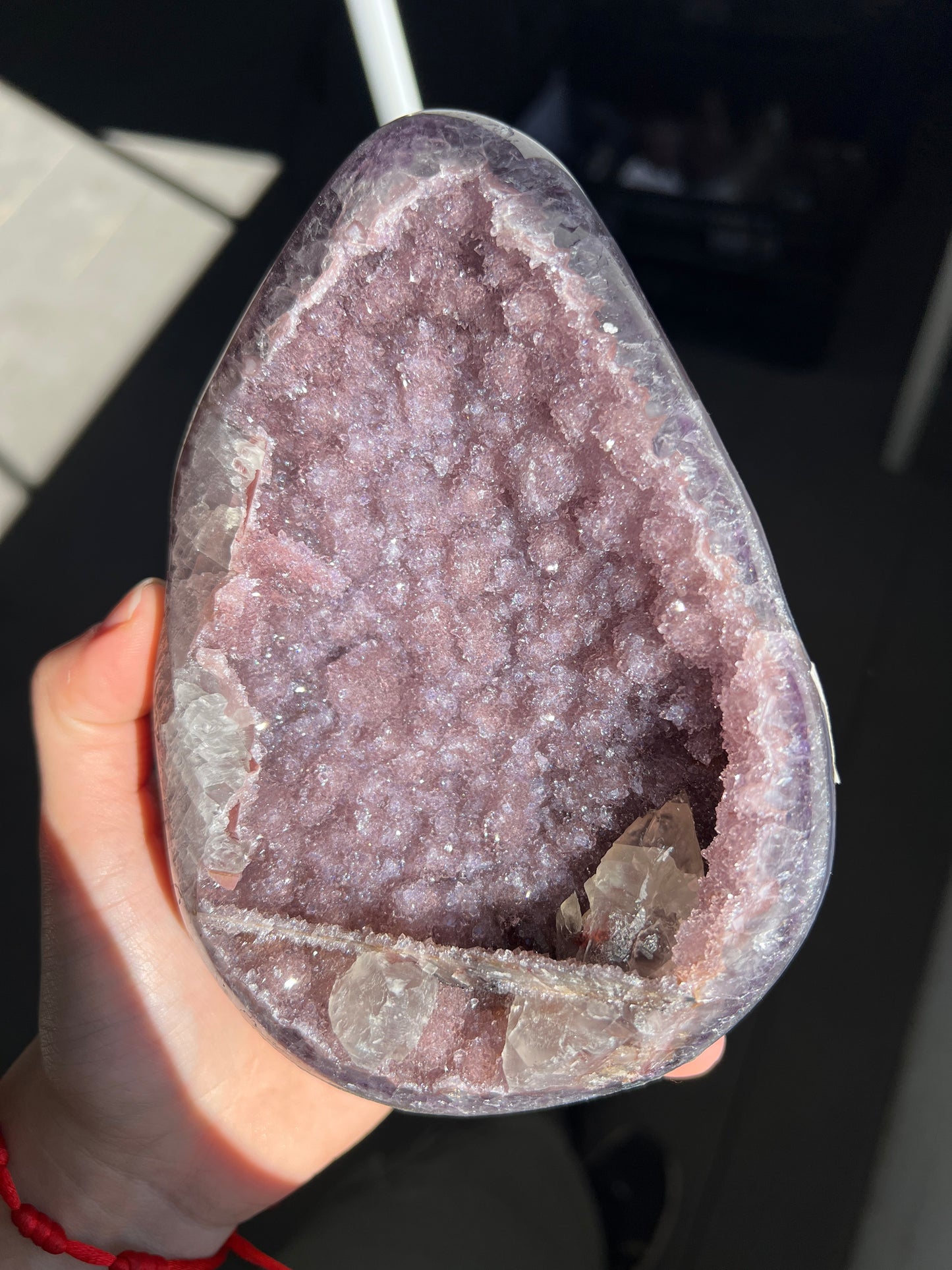 Lavender amethyst with calcite