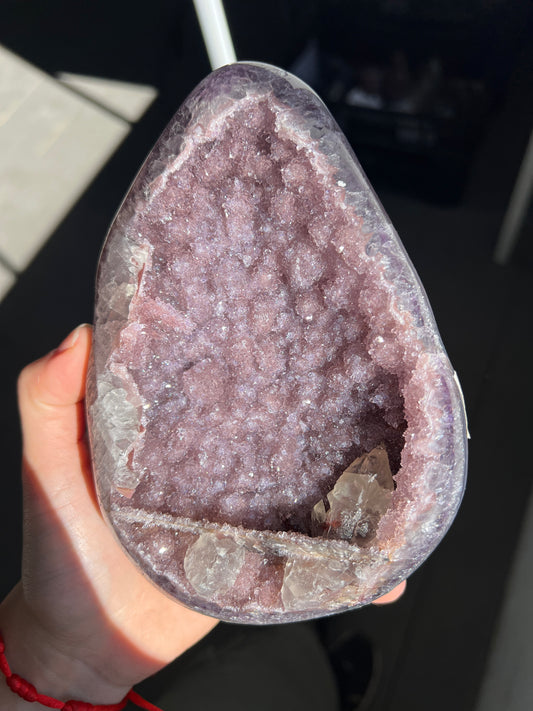 Lavender amethyst with calcite