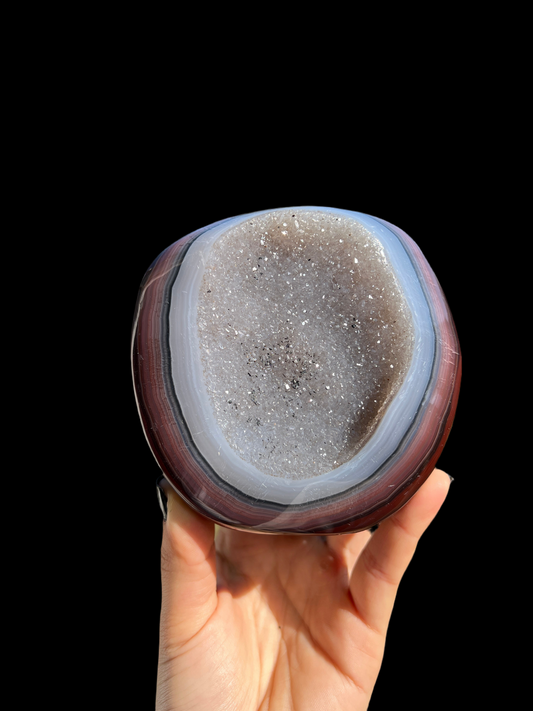 Blue banded agate cut base