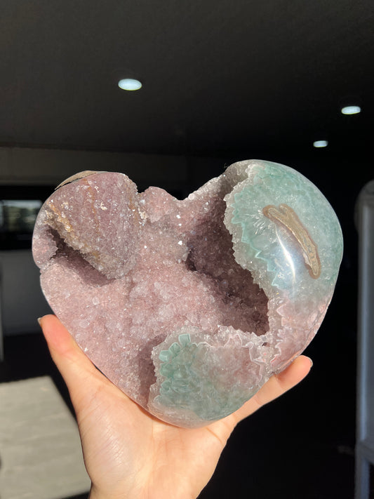 Pink and green formation heart