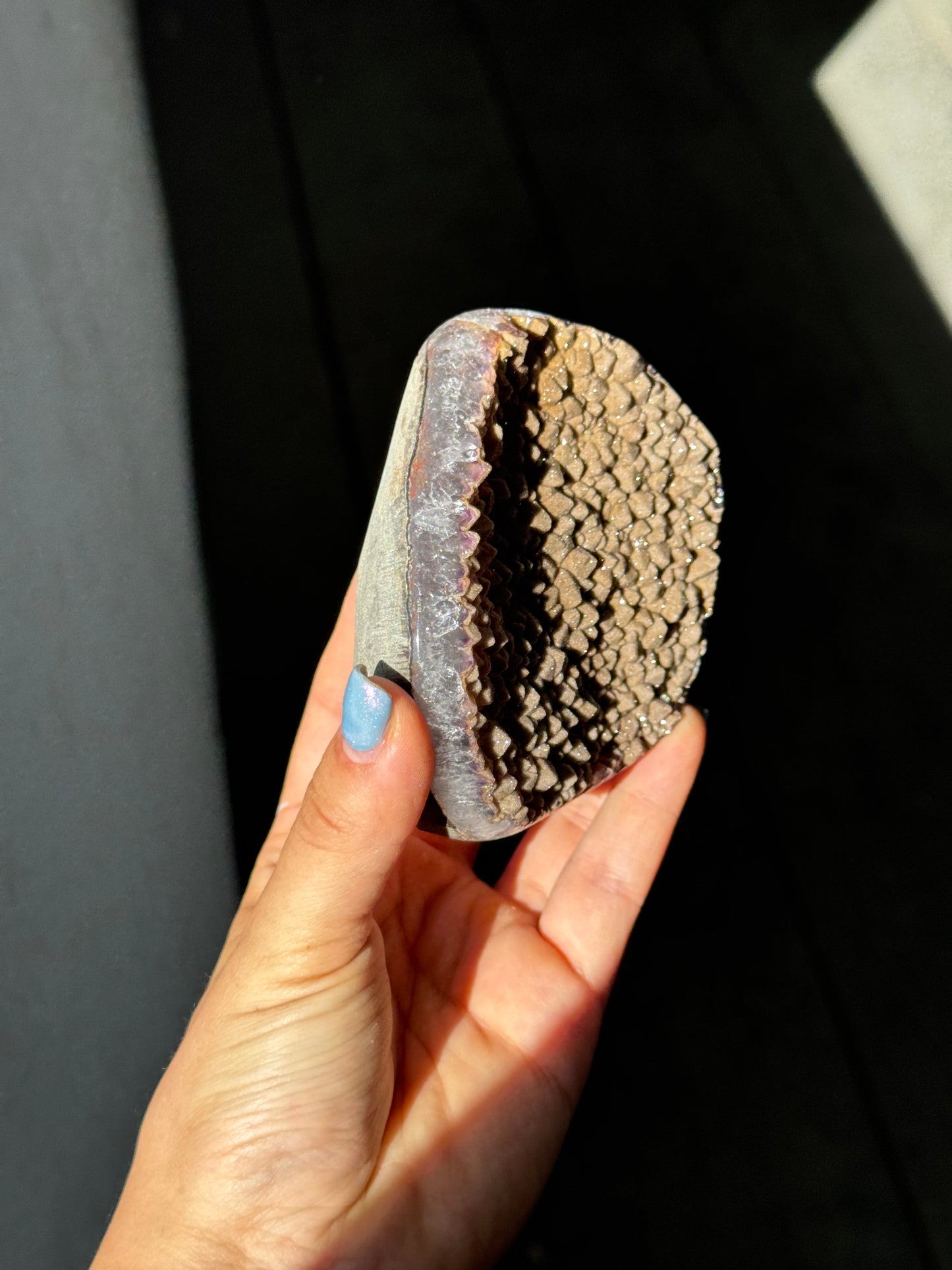 Yellow rainbow druzy cut base