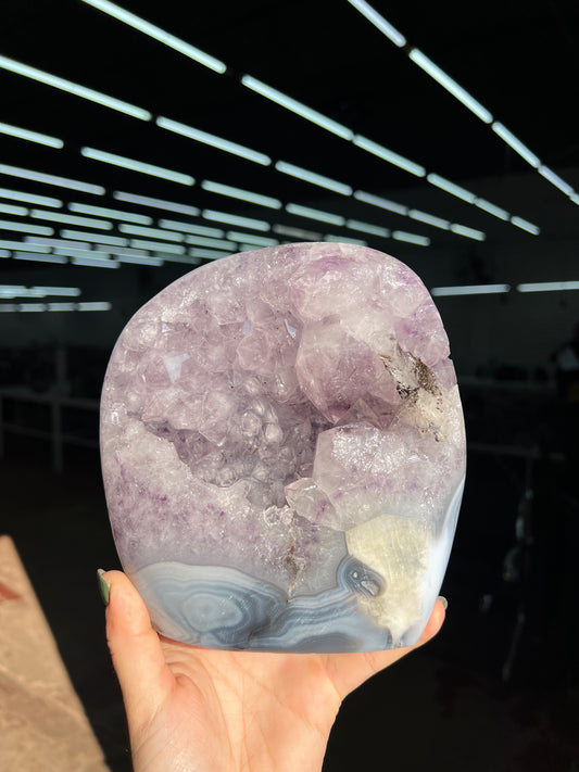 Blue agate specimen amethyst