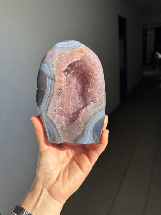 Pink blue agate piece