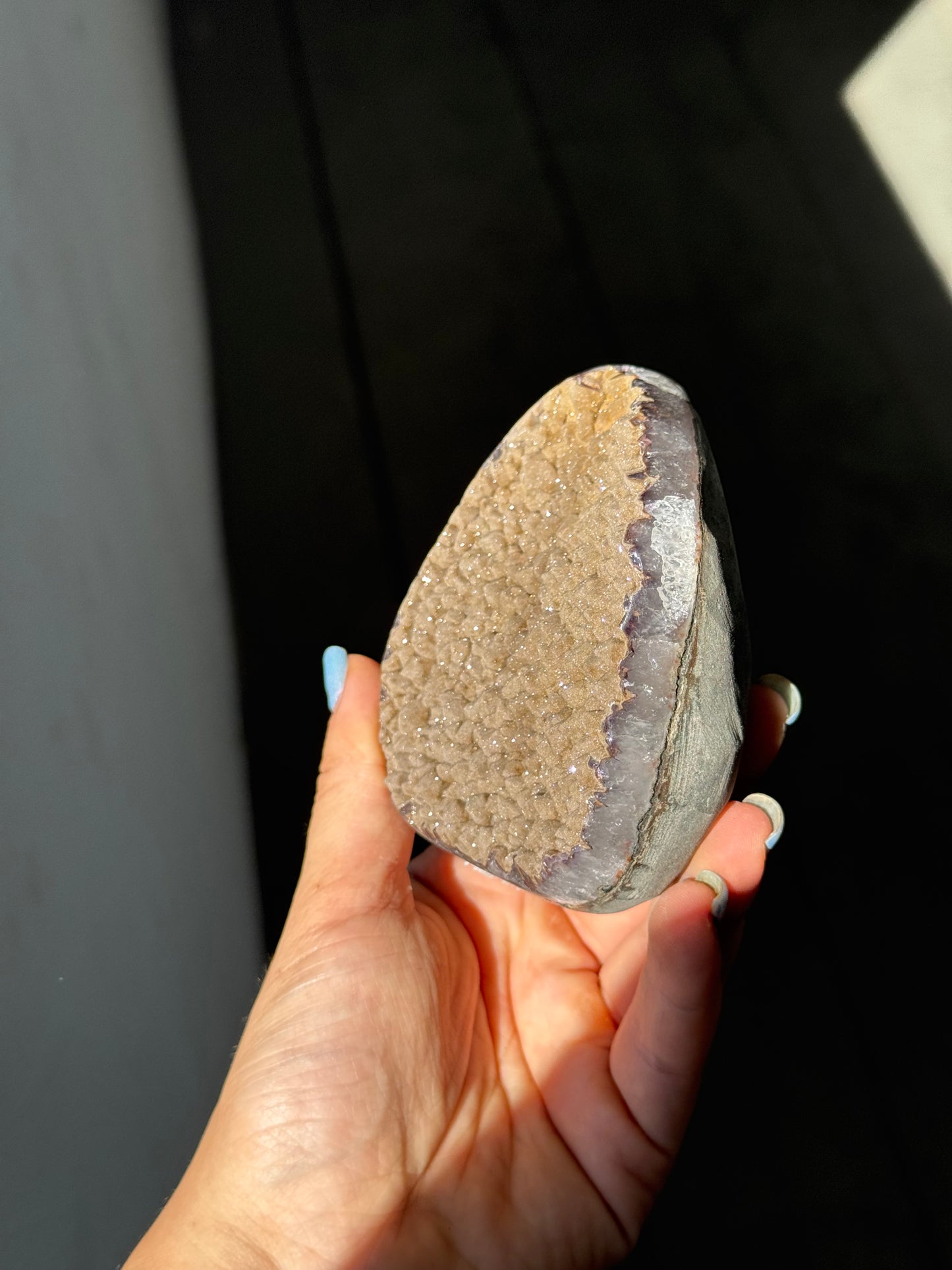 Yellow rainbow druzy cut base