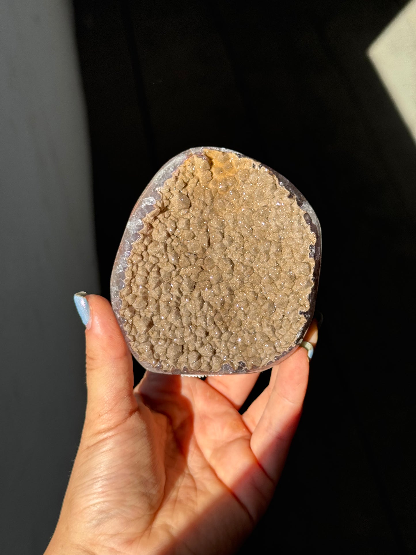 Yellow rainbow druzy cut base