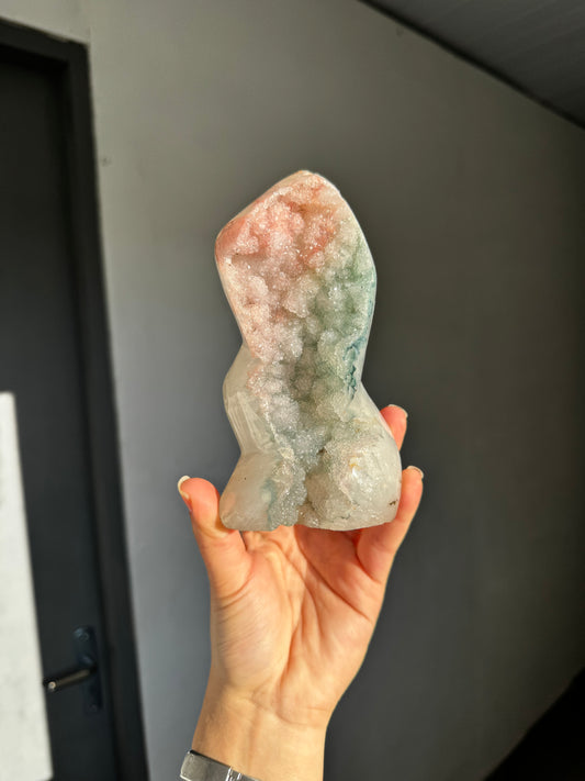 Baby pink and green quartz Freeform