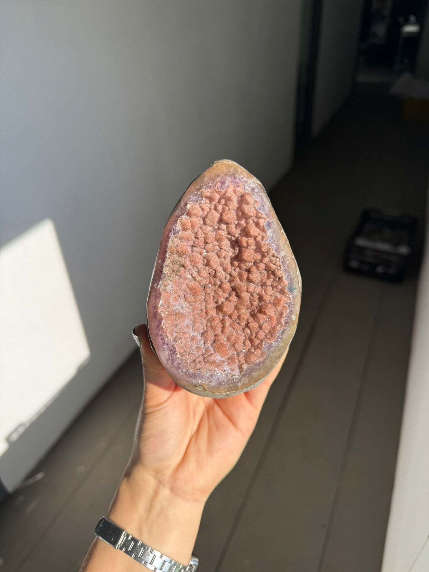 Peach rainbow amethyst piece