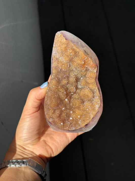 Golden amethyst rainbow piece