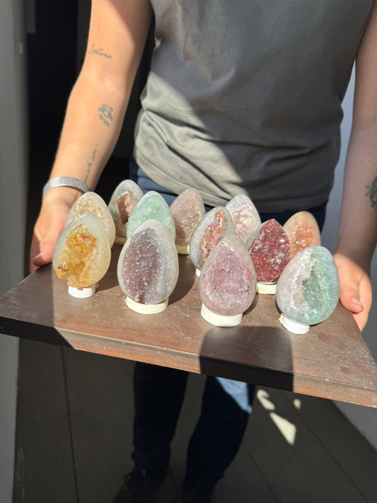 Rainbow quartz egg lot 3